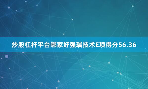 炒股杠杆平台哪家好强瑞技术E项得分56.36